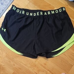 Under Armour Women's Play Up 3.0 Shorts In Black And Lime Green
